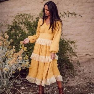 NWT Jessakae Cider Dress In Mustard Yellow Size Large.